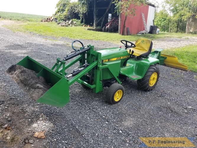 Gene H. from Palm, PA - Pin-on Mini Payloader | Built by Gene H. from Palm, PA for his John Deere 318 - left side view