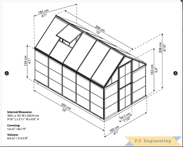 DIY - Palram Greenhouse Project | build dimensions of the Palram Hybrid 6 x 10 greenhouse project