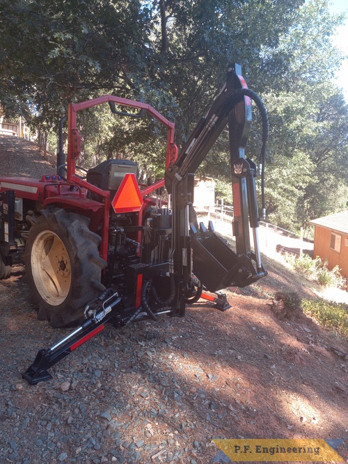 Eric L. in West Point CA built the Micro Hoe for his Yanmar tractor | Eric L. West point CA Micro Hoe on Yanmar compact diesel rear left vies