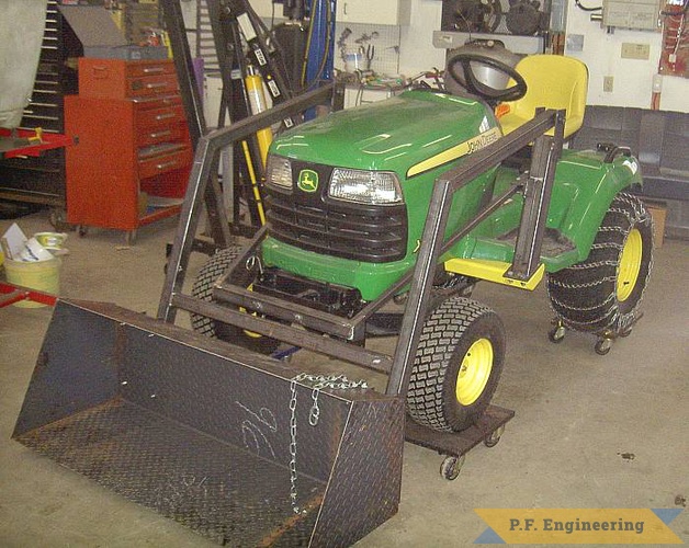 Randy E. from Seeley's Bay, Ontario, Canada in the process of constructing his loader for the John Deere X700 garden tractor | John Deere X700 garden tractor loader_1