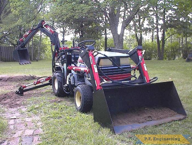 Hank R. in Eden Prairie, MN built this Front End Loader (and micro hoe) for his Sears Craftsman GT-5000 garden tractor | Sears Craftsman GT-5000 Garden Tractor Loader_1