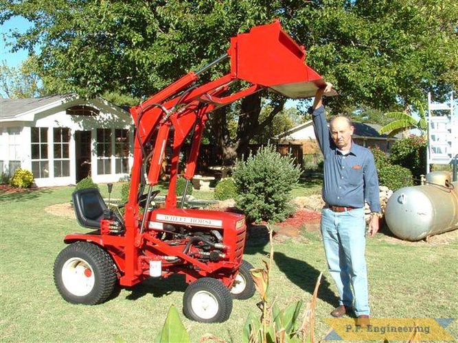 Larry M. of Ardmore, OK built this loader for his 16 HP Wheel Horse garden tractor | Wheel Horse 16 HP garden tractor loader_1