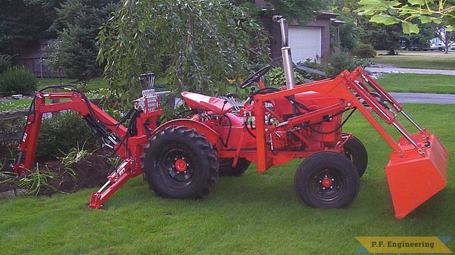 Bill M. of Wayne, IN pictured here built this Micro Hoe (and loader) for his Economy Power King compact tractor. great work Bill! | Economy Power King compact tractor Micro Hoe_4