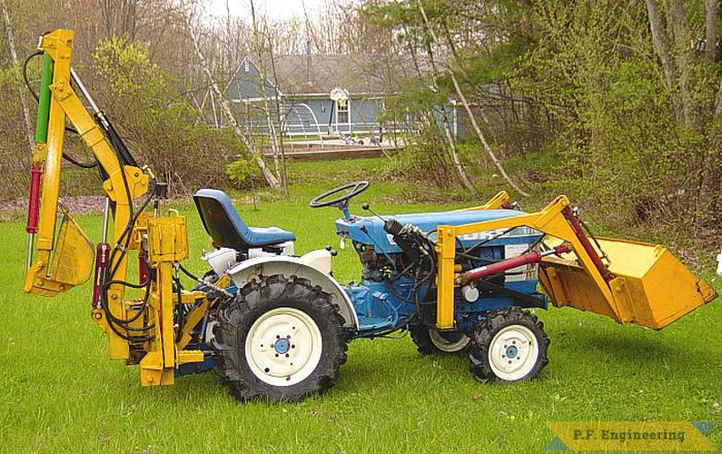 Paul F. in Amherst Ma (hey, that's me!) built this Micro Hoe (and loader) for his Ford 1110 compact diesel tractor | Ford 1110 compact tractor Micro Hoe_2