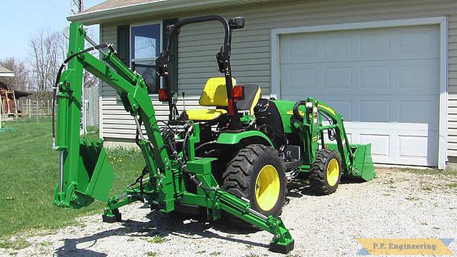 Rick B. from Bristol, IN built this Micro Hoe for his compact John Deere 2320 tractor | John Deere 2320 compact tractor backhoe_1