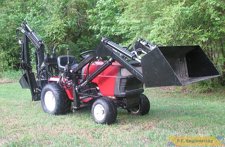 Randy D. from Hernando, MS really went all out on this loader backhoe combination for his Sears Craftsman GT5000 garden tractor | Sears Craftsman GT5000 garden tractor loader and backhoe_1
