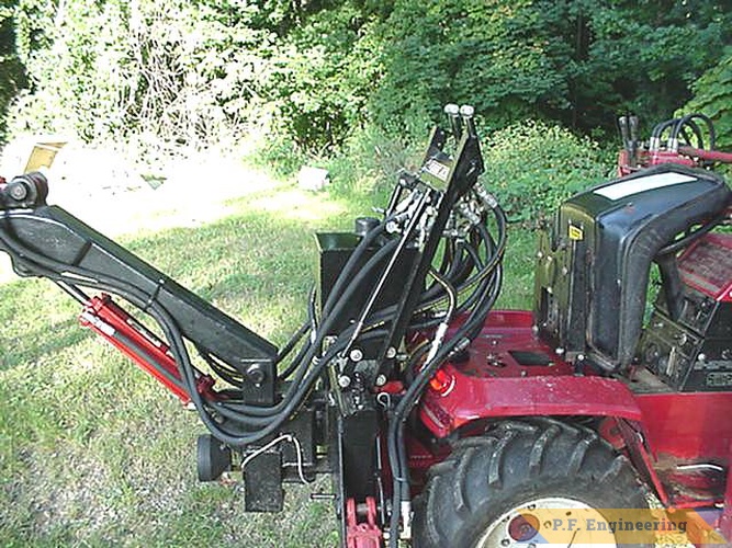John put the controls on an adjustable mount depending on the seat position. nice detail John! | Wheel Horse 416-8 garden tractor Micro Hoe_1