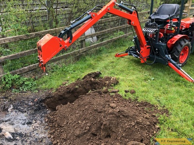 Robert B. in Ireland building his micro hoe for a Kubota B6000 test digging