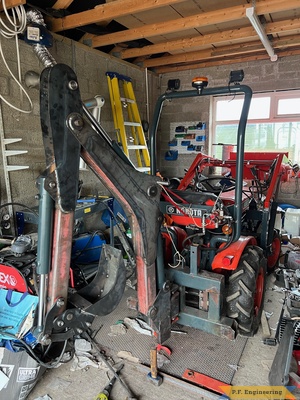 Robert B. in Ireland building his micro hoe for a Kubota B6000 trenching bucket attached